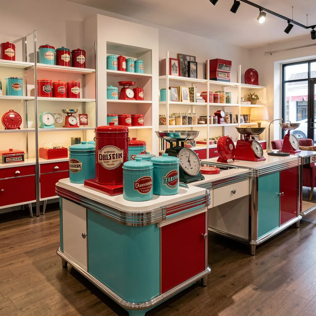 Retro kitchen counter with accessories
