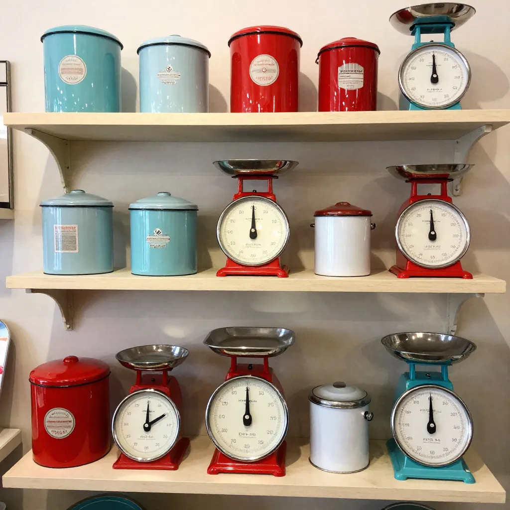 Curated retro kitchen accessories display